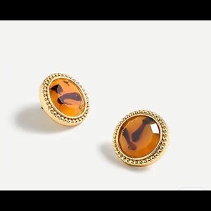 J Crew Faux Tortoise Button Earrings